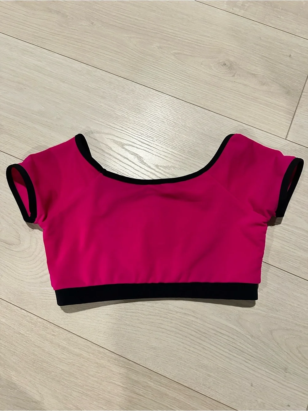 Women's Hot Pink Crop Top with Black Trim